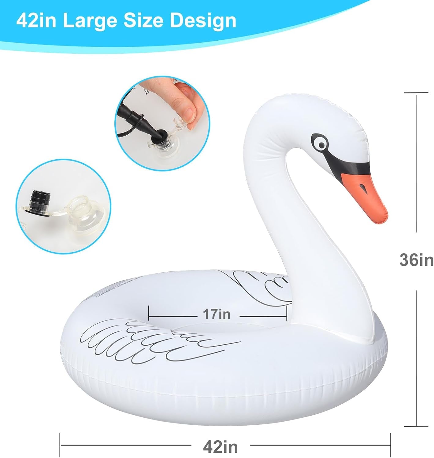 Inflatable Pool Floats, Solar Powered Large Swan Pool Float Adult, LED Color Changing