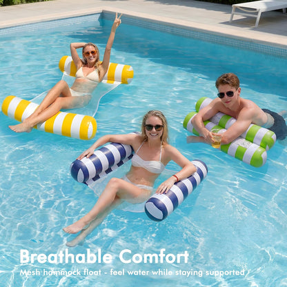 5 Pack Inflatable Pool Floats,  4-In-1 Water Hammock, Pool Floats Adult Size for Swimming Pool Party Summer Lake Water Fun (5 Pack-Multicolor)