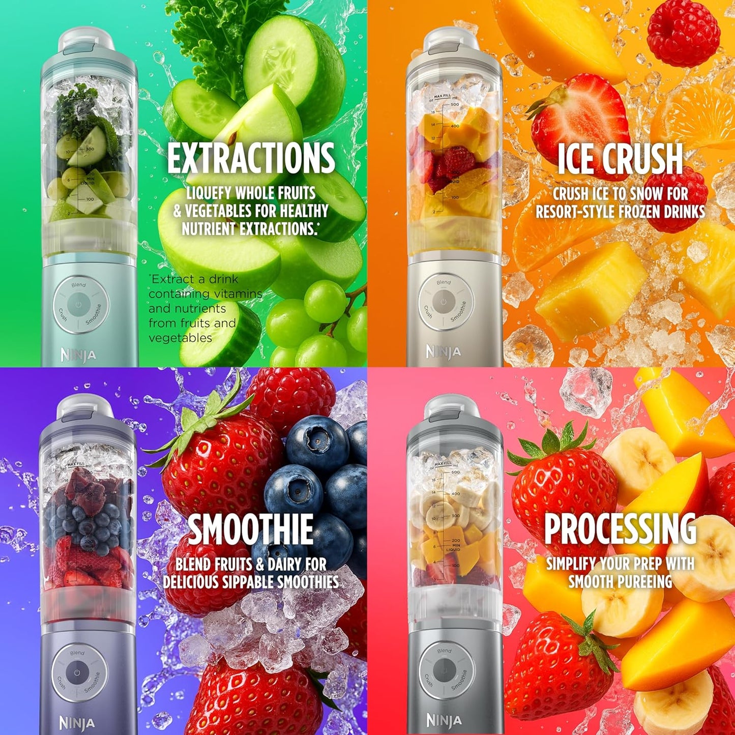 Ninja Blast Max, Portable Blender + Twist & Go, Personal Smoothie, Blend, Ice Crush, 3 Programs, Cordless, 22 Oz Removable Vessel, Dishwasher Safe, Leakproof, Navy, BC251NV