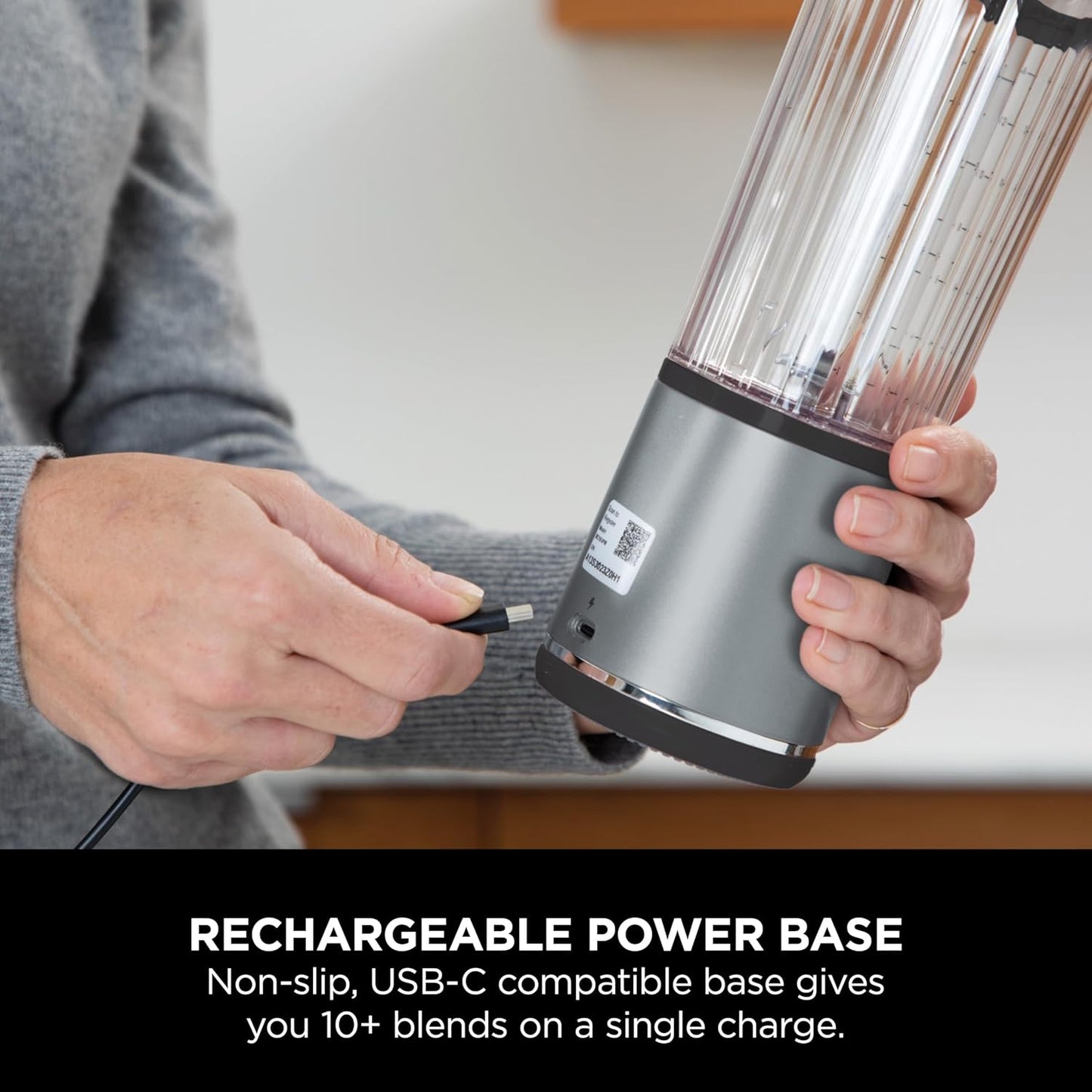 Portable Blender | Cordless | 18-Oz. Vessel | Personal Mixer for Shakes & Smoothies | BPA Free | Leakproof Lid & Sip Spout | USB-C Rechargeable | Dishwasher Safe Parts | Black | BC151BK