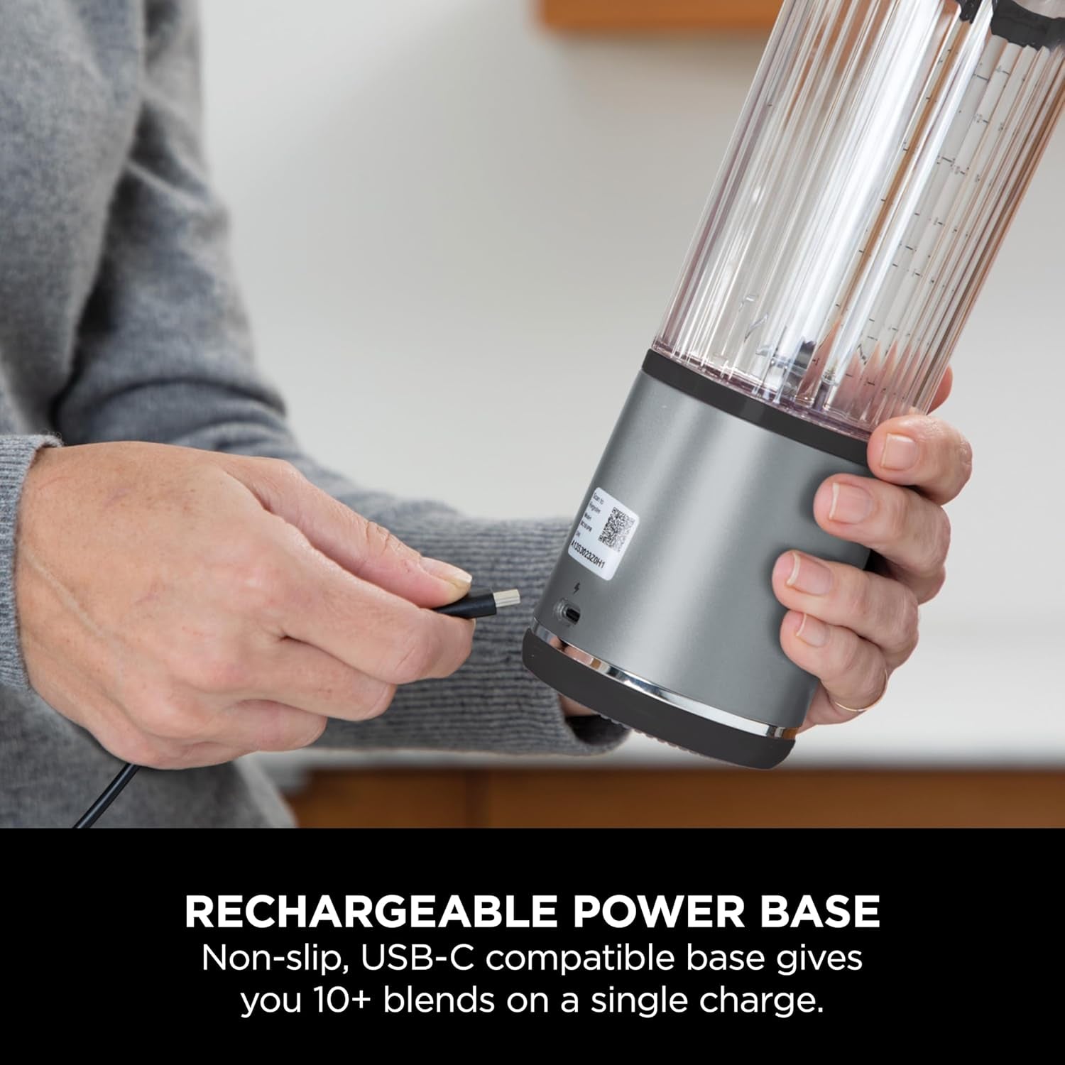 Portable Blender | Cordless | 18-Oz. Vessel | Personal Mixer for Shakes & Smoothies | BPA Free | Leakproof Lid & Sip Spout | USB-C Rechargeable | Dishwasher Safe Parts | Black | BC151BK