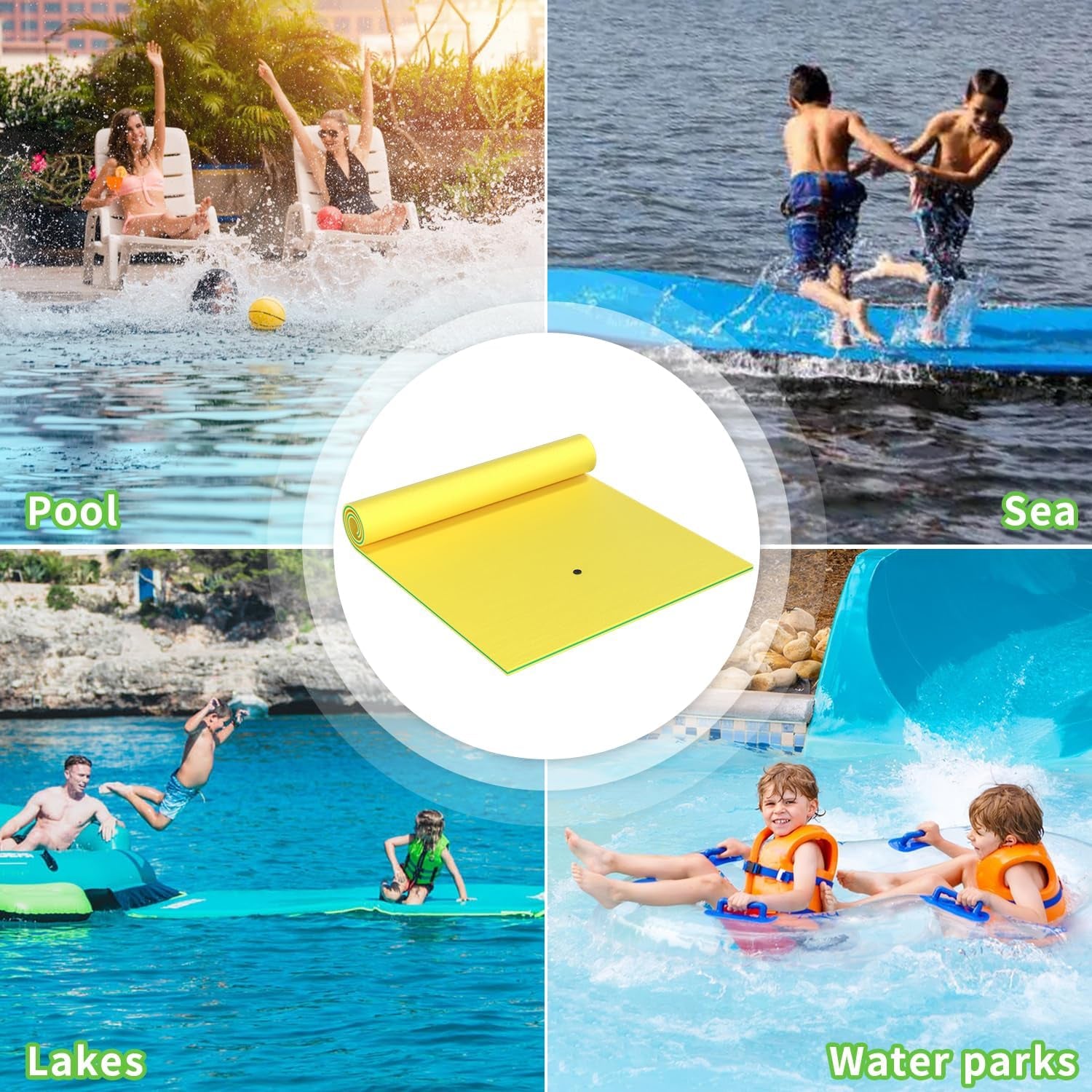 Oversized Lily Pad Floating Mat, 3 Layer 7'/9'/12'/18' Floating Water Mat,Ocean, Beach, River, Pool, Floating Mat for Water Recreation and Relaxing