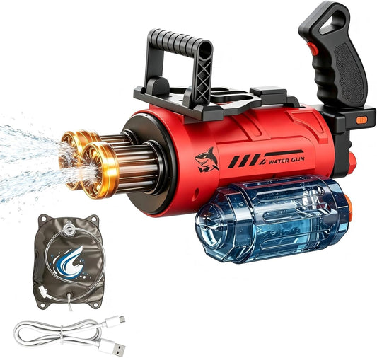 Electric Water Gun for Adults &Kids with AI Voice Control,Backpack Automatic Waterguns with Rotating Dual Nozzles & Led,60Mins Continuous Shooting,30Ft Range,Summer Outdoor Pool Beach Toy for Backyard