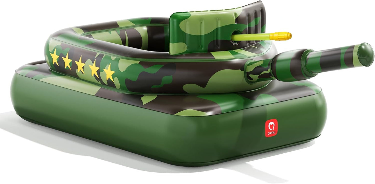 Inflatable Tank Pool Float for Adults & Kids – Ride-On Camouflage Floaty with Water Cannon, Swim Raft Toy for Boys Girls, Lake Beach Backyard Party Floaties