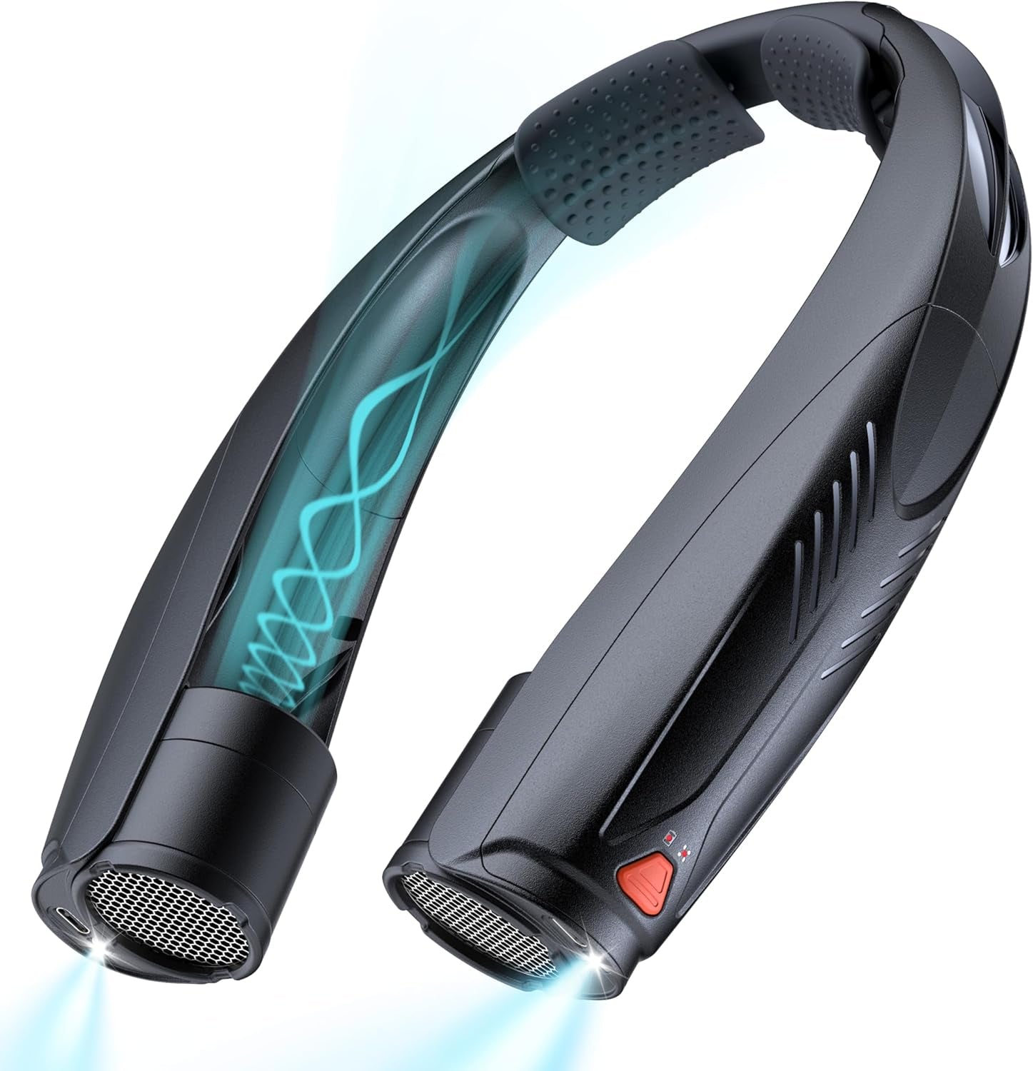 Portable Neck Fan, 6000Mah Rechargeable Personal Fan with 6 Speeds, up to 20 Hours Runtime, 360° Cooling Wearable Fan with LED Light, Hands-Free Fan for Travel Camping Outdoor