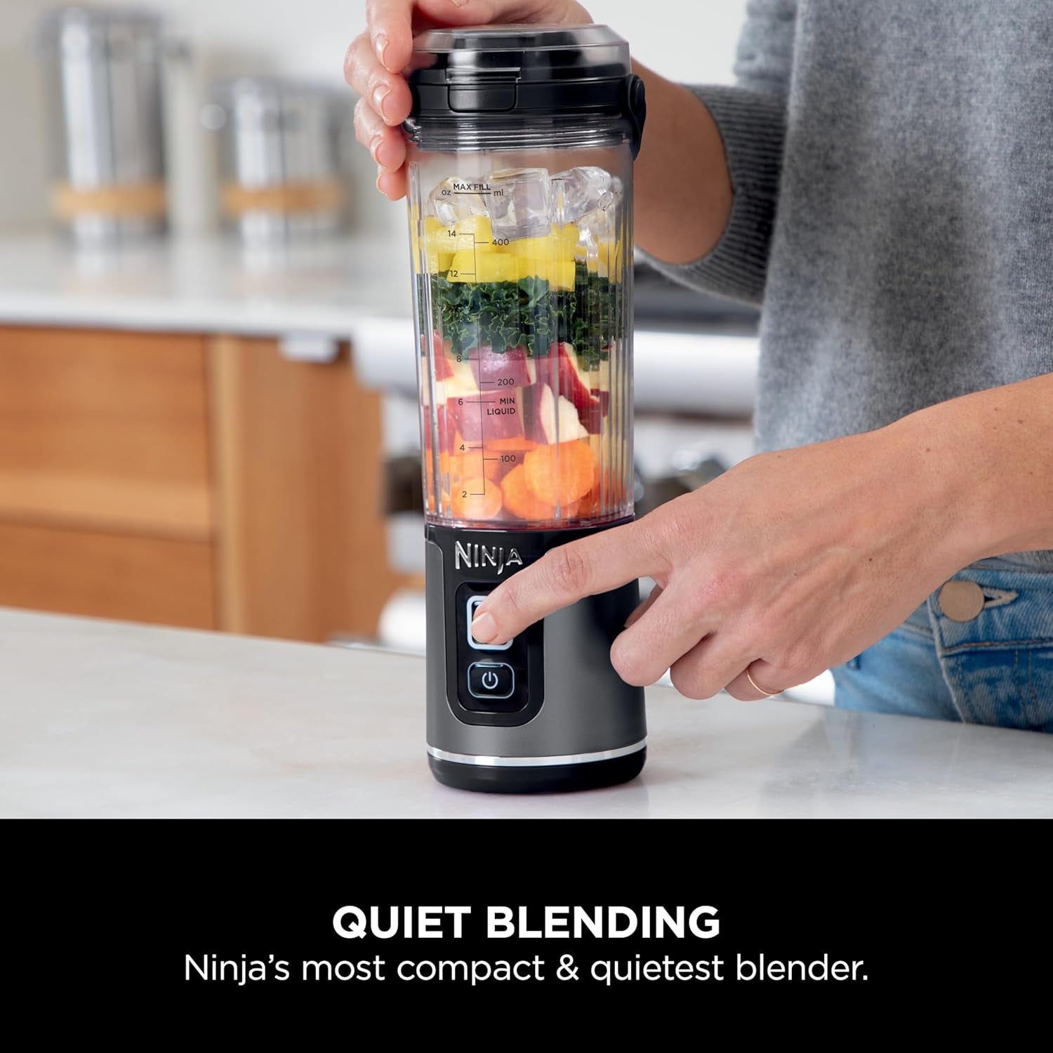 Portable Blender | Cordless | 18-Oz. Vessel | Personal Mixer for Shakes & Smoothies | BPA Free | Leakproof Lid & Sip Spout | USB-C Rechargeable | Dishwasher Safe Parts | Black | BC151BK