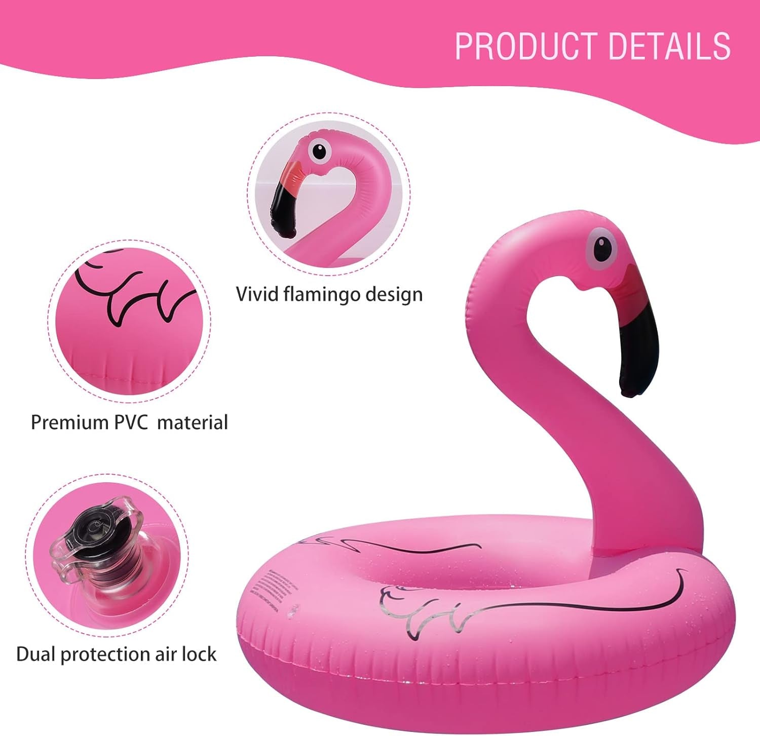 Inflatable Flamingo Pool Floats with Lights,  Solar Powered Pink Pools Flamingo Float Rings, 42'' Lake Beach Floaties Swimming Rings Summer Pool Raft Lounger for Adults Water Party Supplies