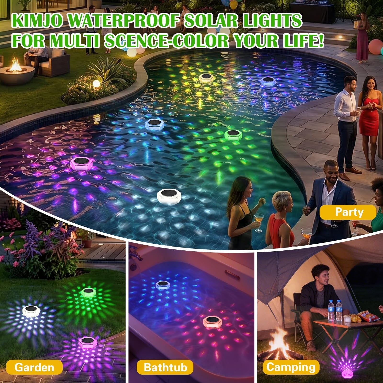 Solar Floating Pool Lights with Remote Control - 7 Modes, IP68 Waterproof
