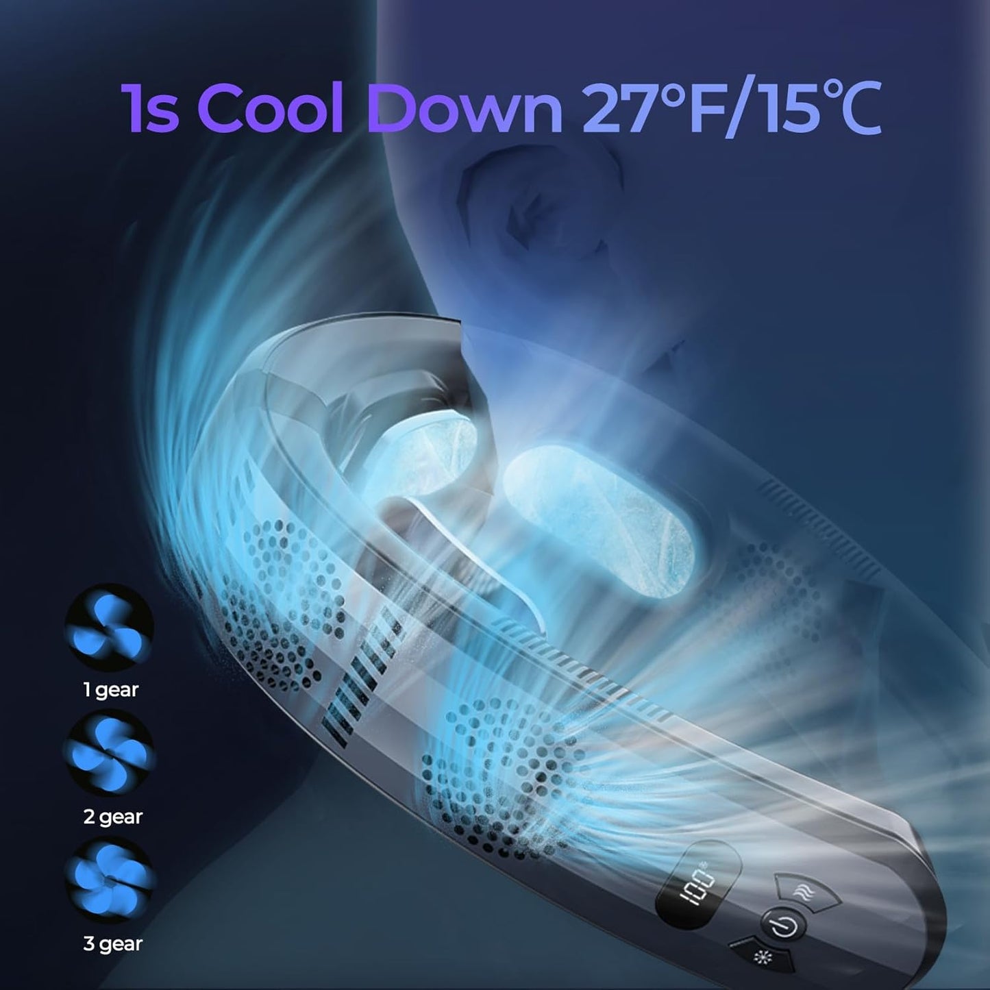 Portable Neck Air Conditioner Fan,Bladeless Fans,Long Endurance Limited Version Portable Neck Fan with LED Rechargeable Personal Neck Fans,3 Latest Cooler Plates,Quiet,Lightweight Neck Fans,Black