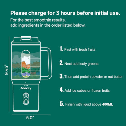 18Oz Portable Blender, Cordless Travel Blender for Smoothie with Ice Crushing Blades, Auto Reverse Blending for Smoothie and Protein Shake