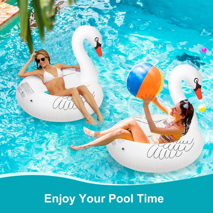 Inflatable Pool Floats, Solar Powered Large Swan Pool Float Adult, LED Color Changing