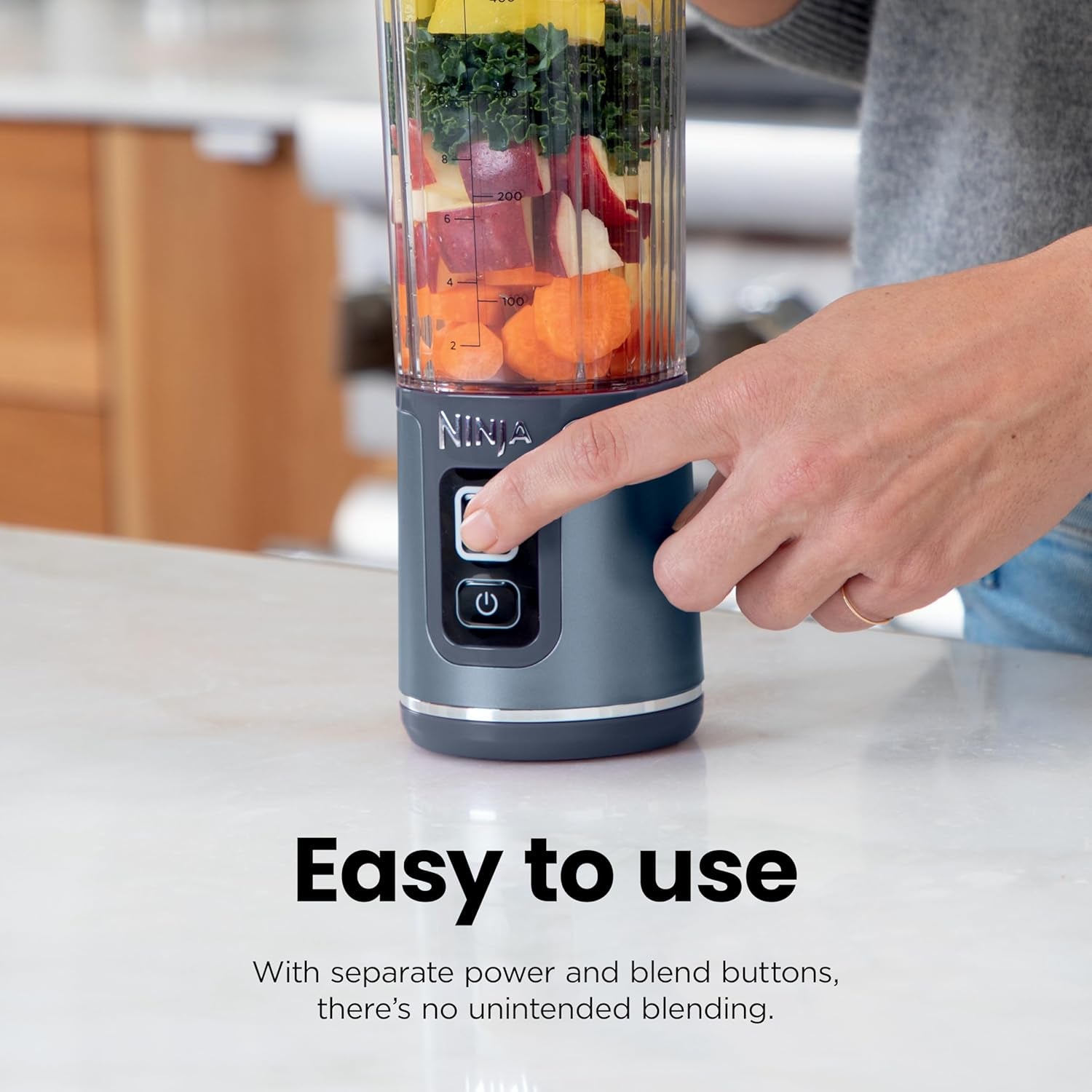 Portable Blender, Cordless, 18Oz. Vessel, Personal Blender-For Shakes & Smoothies, BPA Free, Leakproof-Lid & Sip Spout, USB-C Rechargeable, Dishwasher Safe Parts, Denim Blue