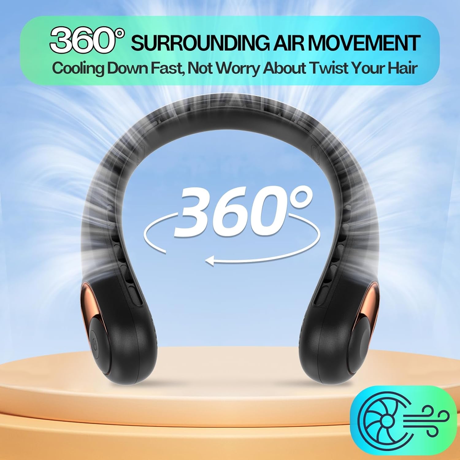 Neck Fan, Portable Bladeless Neck Fans, Upgrade 360° Airflow, Super Quiet, 3 Speeds, 4000Mah Personal Wearable Neck Fan, Upgraded Cooling Air Volume USB Rechargeable Hands Free Fan