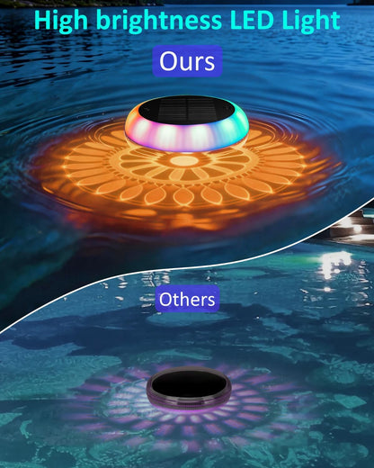 Solar Floating Pool Lights - Pool Lights, 18 RGB Lighting Modes, IP68 Waterproof, for Inground and above Ground Pool, Pool Party, Bathroom, Bathtub, Garden, Pond Decor（2Pcs）
