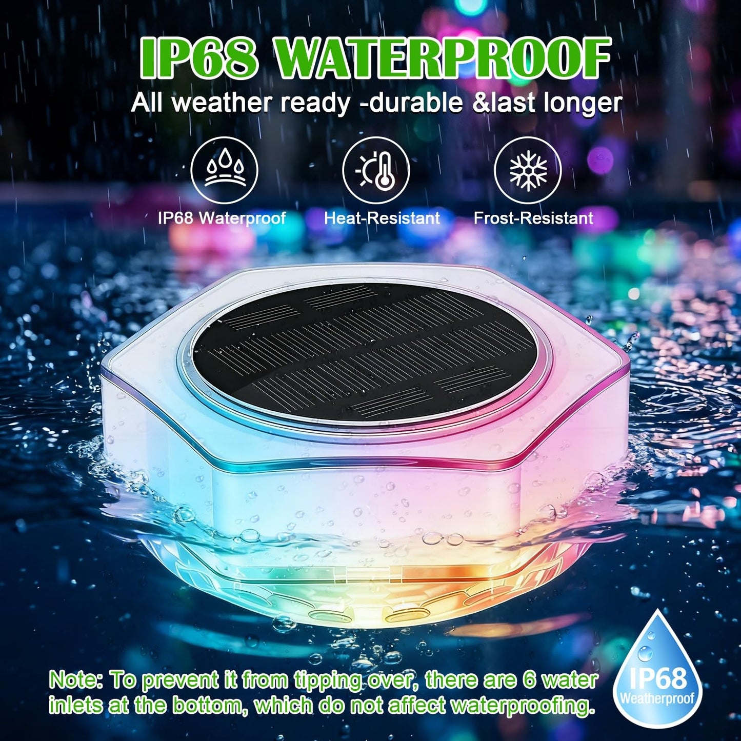 Solar Floating Pool Lights with Remote Control - 7 Modes, IP68 Waterproof
