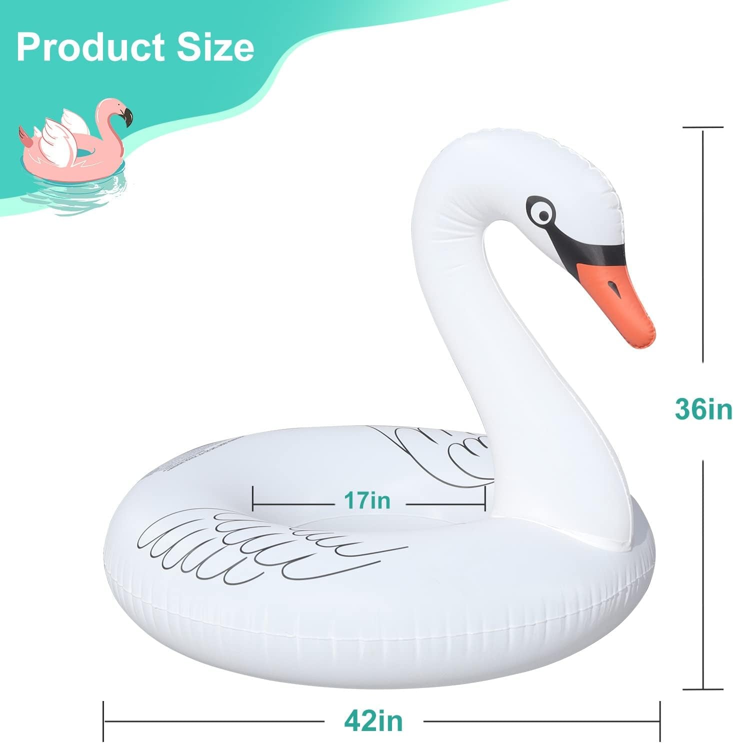 Inflatable Swan Pool Floats with Colorful Lights,  Solar LED Color Changing Swan Swim Float Rings, 42 Inch Large Pool Beach Floaties Lake Beach Floaty Summer Pool Raft Lounge for Adults