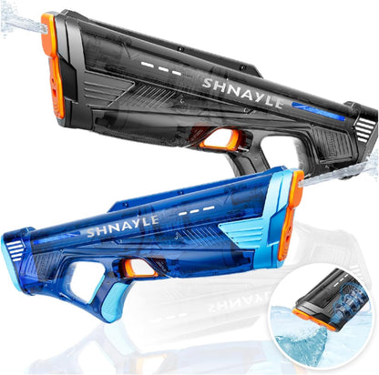 2 Pack Electric Water Gun for Adults Kids USB-C Charging Port, Automatic High Powered Squirt Gun,Powerful Shooting Long Range Auto Water Blaster, Outdoor Water Toy Pool (Black+Blue)