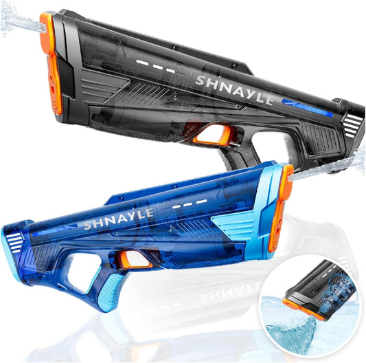 2 Pack Electric Water Gun for Adults Kids USB-C Charging Port, Automatic High Powered Squirt Gun,Powerful Shooting Long Range Auto Water Blaster, Outdoor Water Toy Pool (Black+Blue)