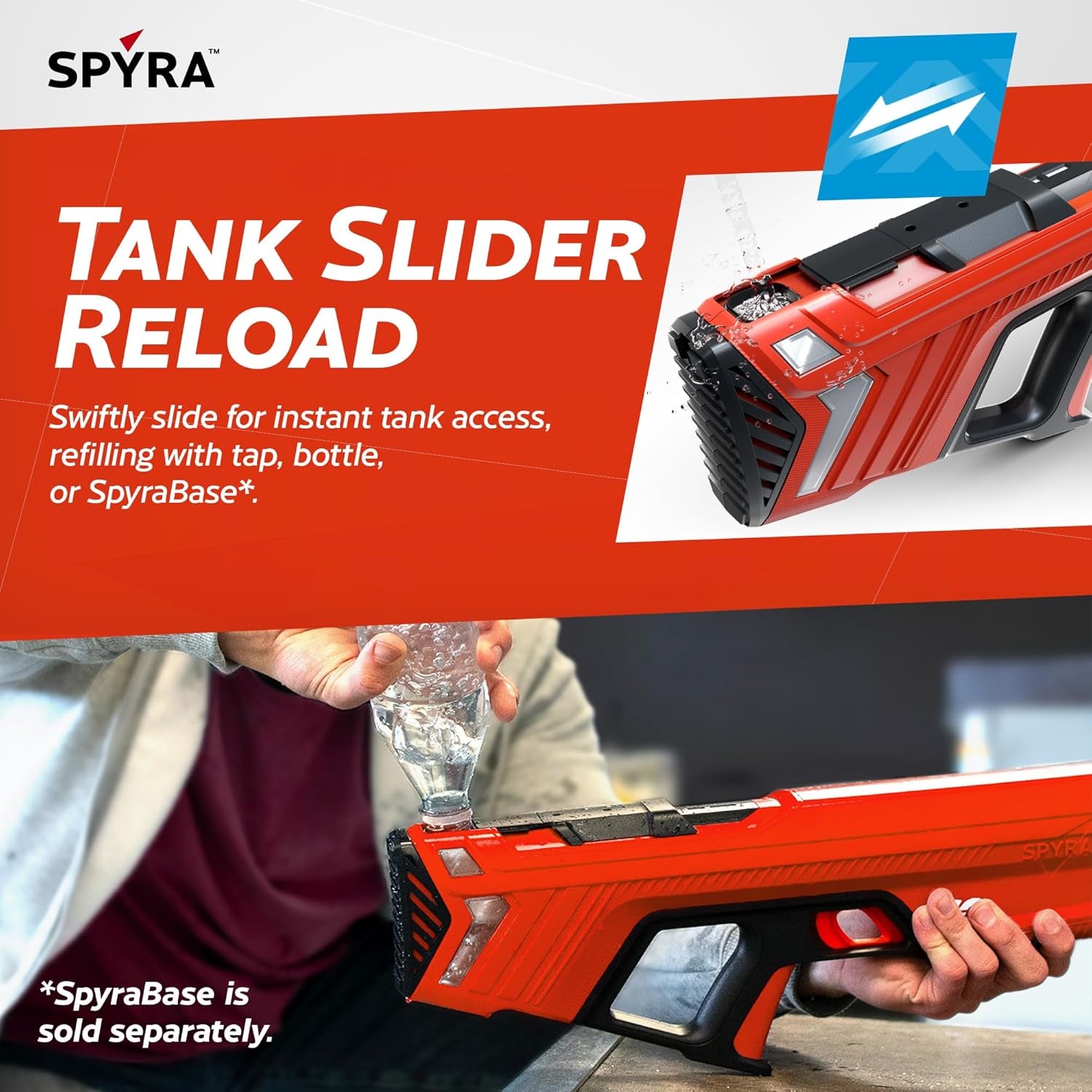 Electric Water Blaster, Outdoor Squirt Gun with LED Display, go, Red - Automatic Water Blast Guns for Beach, Backyard, Patio, and Garden