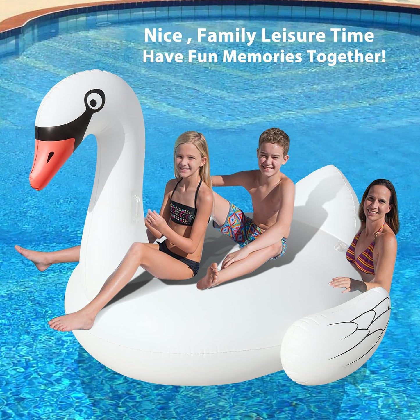 Big Swan Pool Floats Solar Powered Flamingo Pool Floats Adult W/Led Color Changing Lights, 69'' Large Inflatable Pool Floaties W/Cup Holder, Lake Float Lounger, Giant Light up Flamingo Pool Float