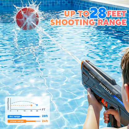2 Pack Electric Water Gun for Adults Kids USB-C Charging Port, Automatic High Powered Squirt Gun,Powerful Shooting Long Range Auto Water Blaster, Outdoor Water Toy Pool (Black+Blue)