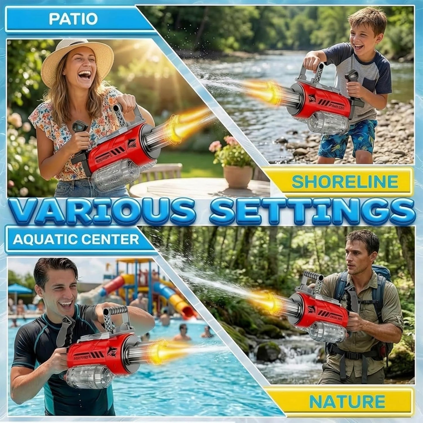 Electric Water Gun for Adults &Kids with AI Voice Control,Backpack Automatic Waterguns with Rotating Dual Nozzles & Led,60Mins Continuous Shooting,30Ft Range,Summer Outdoor Pool Beach Toy for Backyard