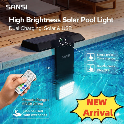 Solar Pool Lights IP68 Waterproof Underwater RGB with Remote for Inground Pool