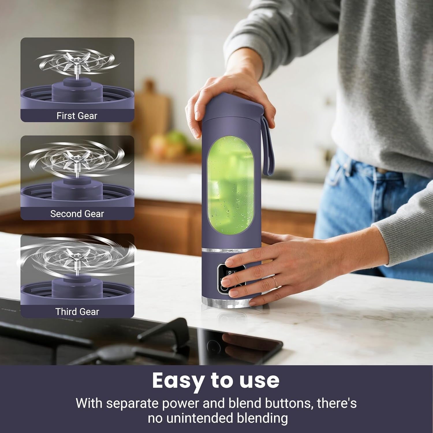 Portable Blender Personal Electric USB | 500Ml Portable Juicer for Shakes and Smoothies | Small Blender for Mixing | Compact Convenient Versatile Kitchen Small Appliance for Home (Purple)