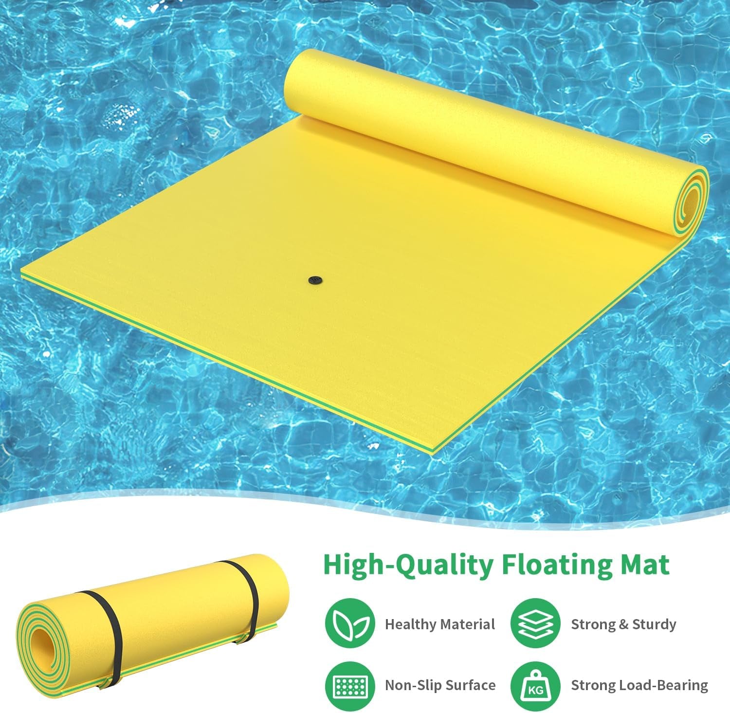 Oversized Lily Pad Floating Mat, 3 Layer 7'/9'/12'/18' Floating Water Mat,Ocean, Beach, River, Pool, Floating Mat for Water Recreation and Relaxing