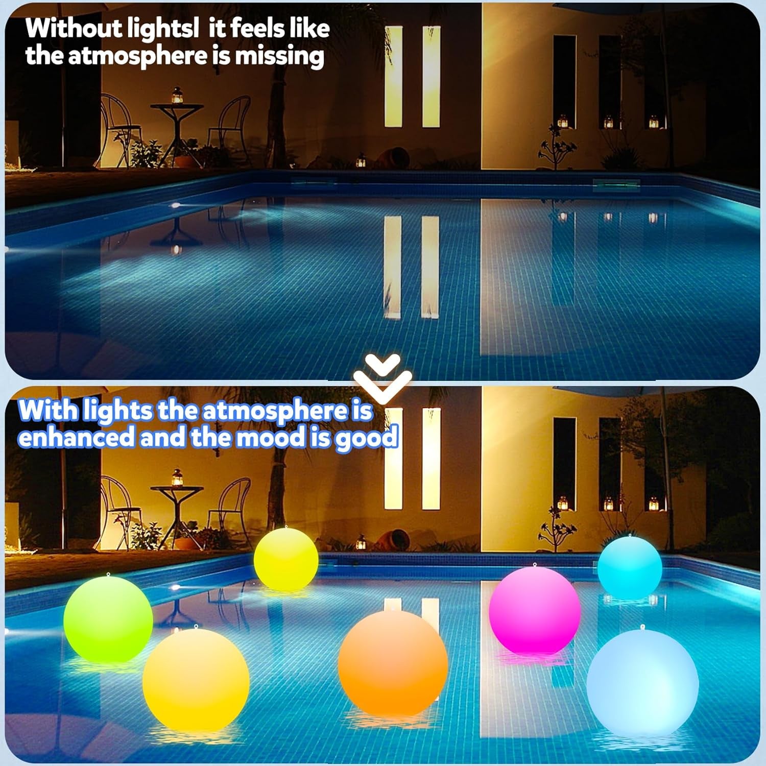 Solar Floating Ball Pool Lights 4 Pack, 14 Inch Floating Pool Lights Solar Powered W/ 16 Light Modes, Inflatable Led Light Pool Balls, Light up Beach Balls for Pool Decorations Outdoor
