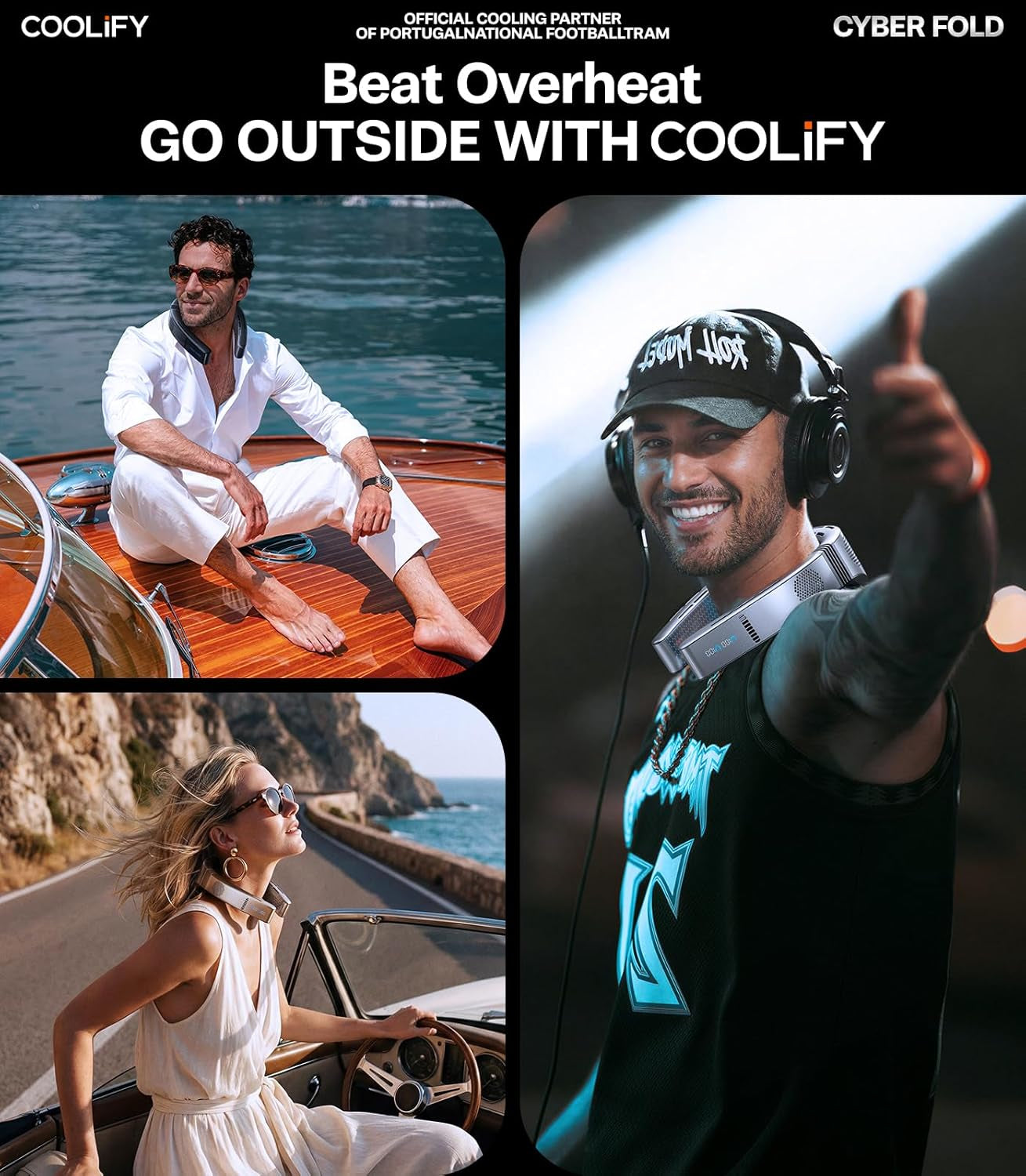 AI Neck Air Conditioner, Ultimate Cooler Max Cooling Area, Neck & Face Cooler with Adjustable Strong Wind, Rechargeable Neck Fan for Travel Gift for Dad, Husband,Black