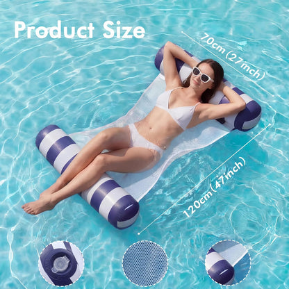 4 Pack Inflatable Pool Floats,  4-In-1 Water Hammock, Pool Floats Adult Size for Swimming Pool Party Summer Lake Water Fun