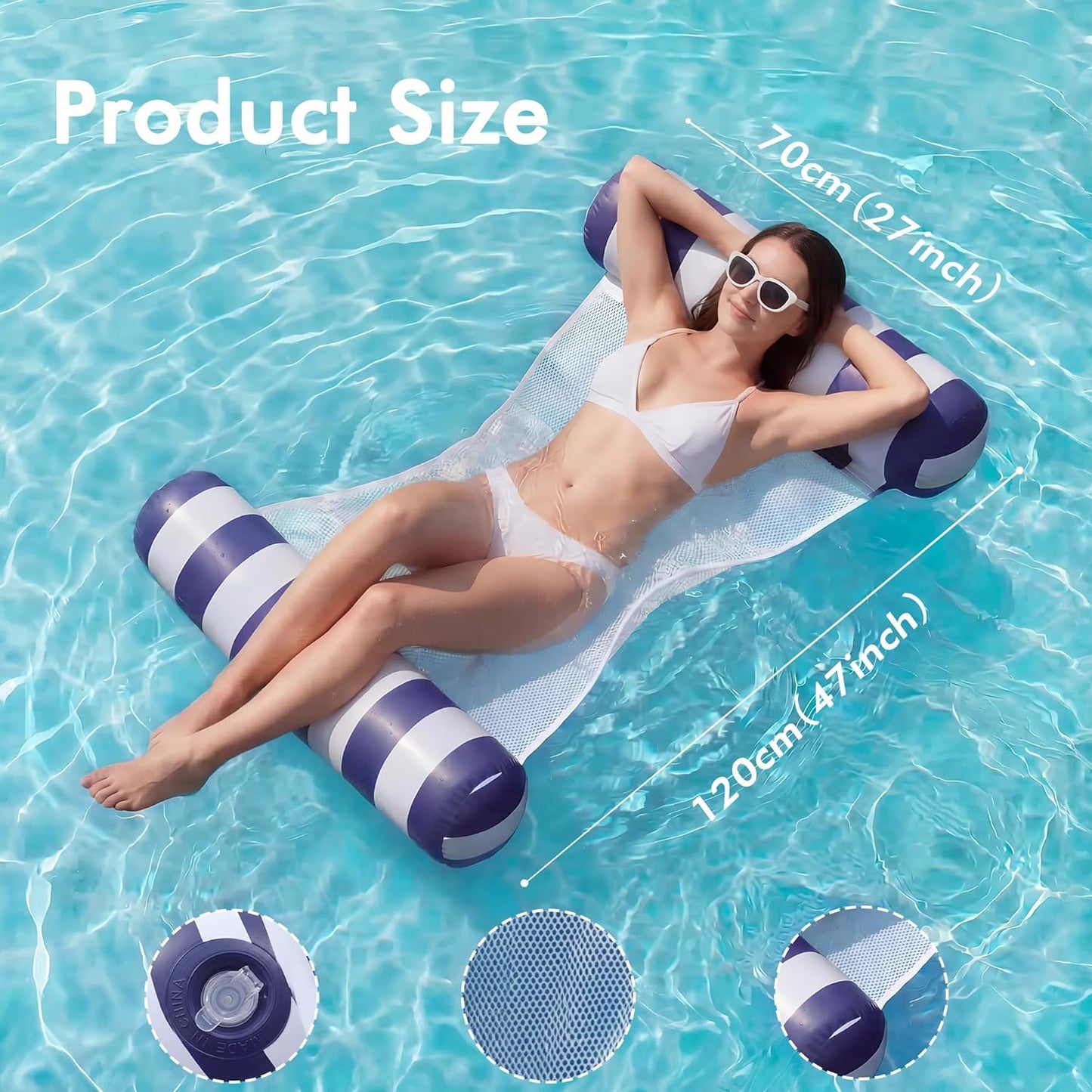 5 Pack Inflatable Pool Floats,  4-In-1 Water Hammock, Pool Floats Adult Size for Swimming Pool Party Summer Lake Water Fun (5 Pack-Multicolor)