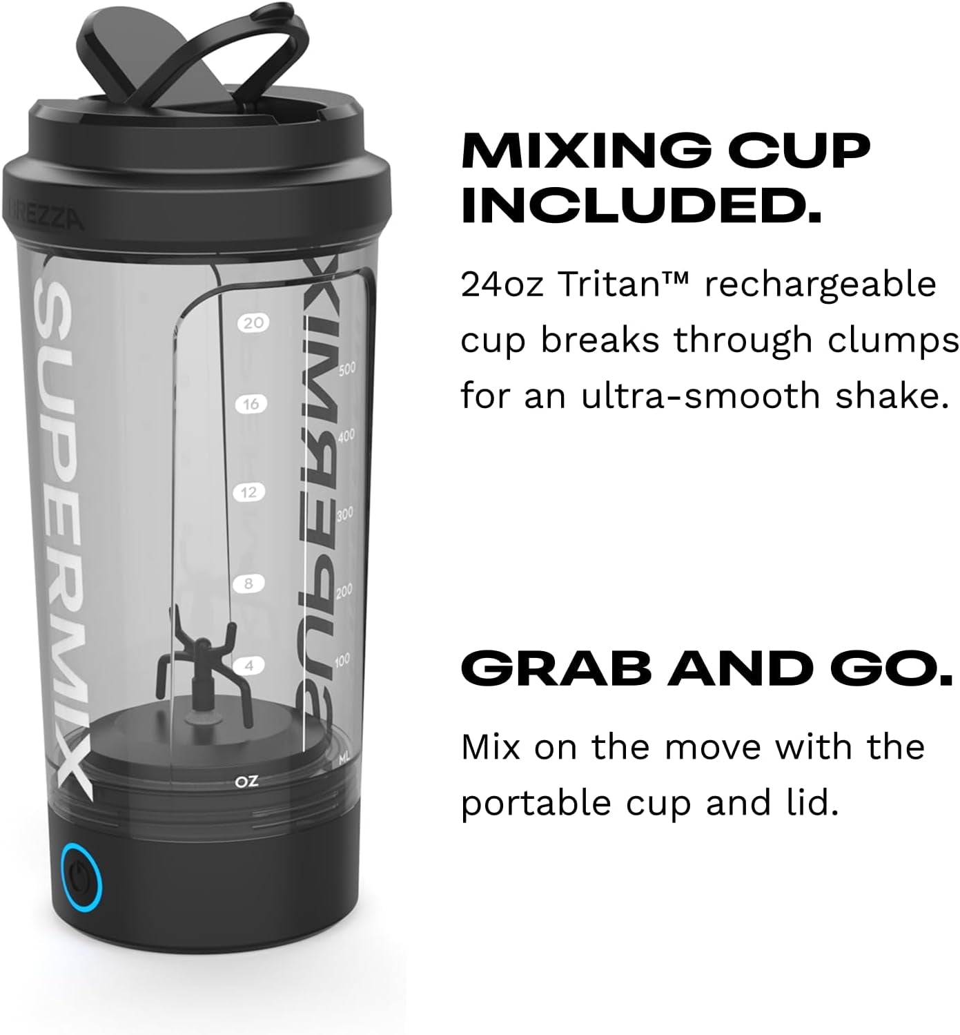Automatic Protein Shake Maker – Electric Powder Dispenser & Mixing Cup System | 24 Oz Bpa-Free Tritan | Clump-Free Shakes in 25 Seconds