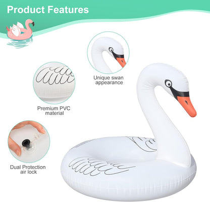 Inflatable Swan Pool Floats with Colorful Lights,  Solar LED Color Changing Swan Swim Float Rings, 42 Inch Large Pool Beach Floaties Lake Beach Floaty Summer Pool Raft Lounge for Adults