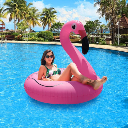 Inflatable Flamingo Pool Floats with Lights,  Solar Powered Pink Pools Flamingo Float Rings, 42'' Lake Beach Floaties Swimming Rings Summer Pool Raft Lounger for Adults Water Party Supplies