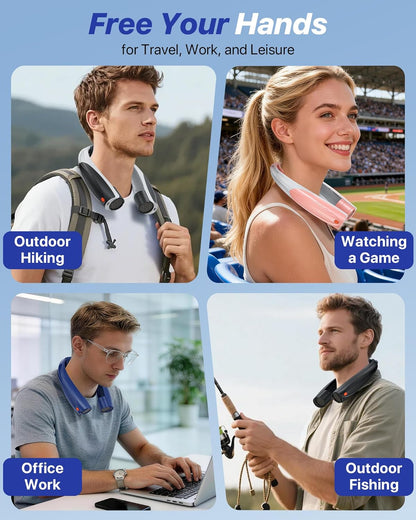 Portable Neck Fan, 20H Runtime Cooling Fan, 6 Speeds 360° Airflow Personal Fan, Rechargeable Hands Free with 6000Mah Battery Wearable Fan Gifts for Women Men Outdoor Travel Camping