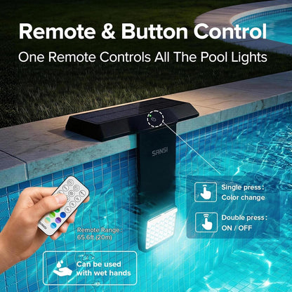 Solar Pool Lights IP68 Waterproof Underwater RGB with Remote for Inground Pool