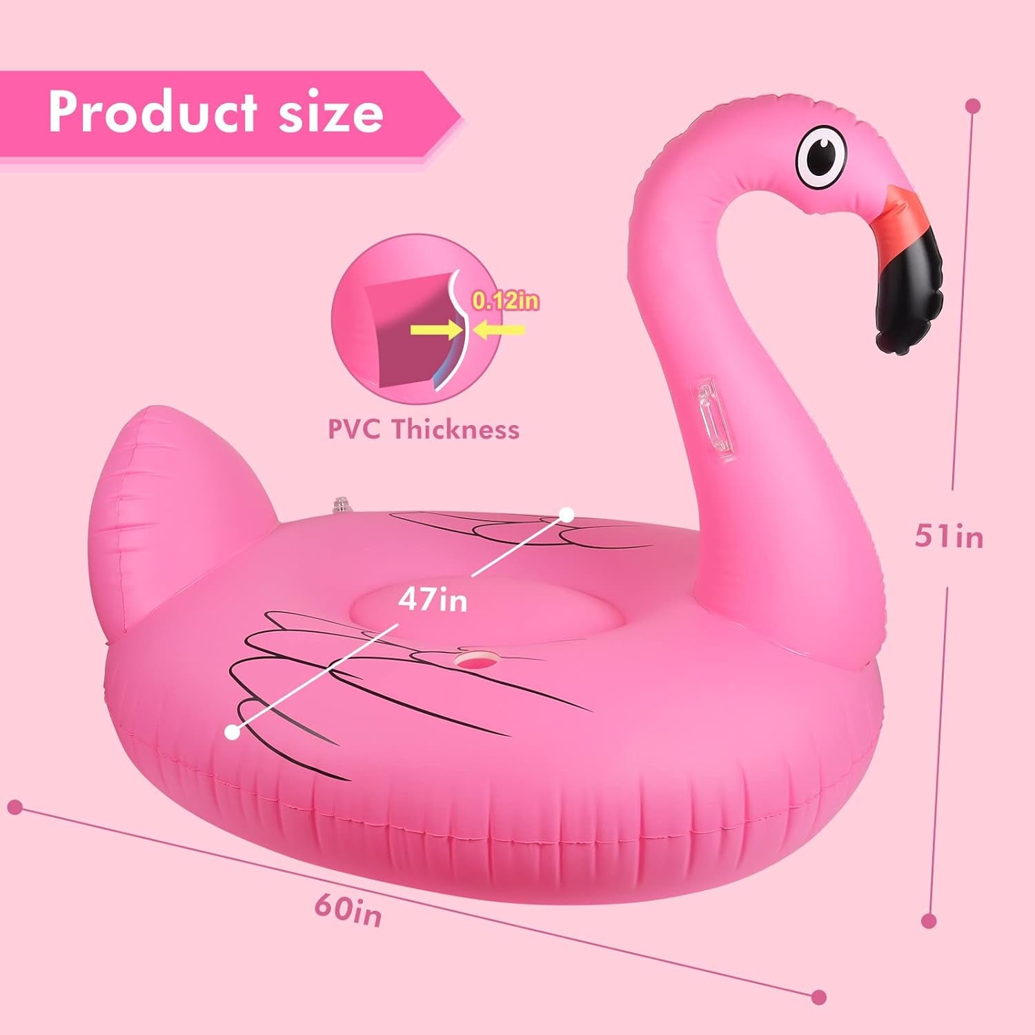 Big Swan Pool Floats Solar Powered Flamingo Pool Floats Adult W/Led Color Changing Lights, 69'' Large Inflatable Pool Floaties W/Cup Holder, Lake Float Lounger, Giant Light up Flamingo Pool Float