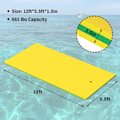 Oversized Lily Pad Floating Mat, 3 Layer 7'/9'/12'/18' Floating Water Mat,Ocean, Beach, River, Pool, Floating Mat for Water Recreation and Relaxing