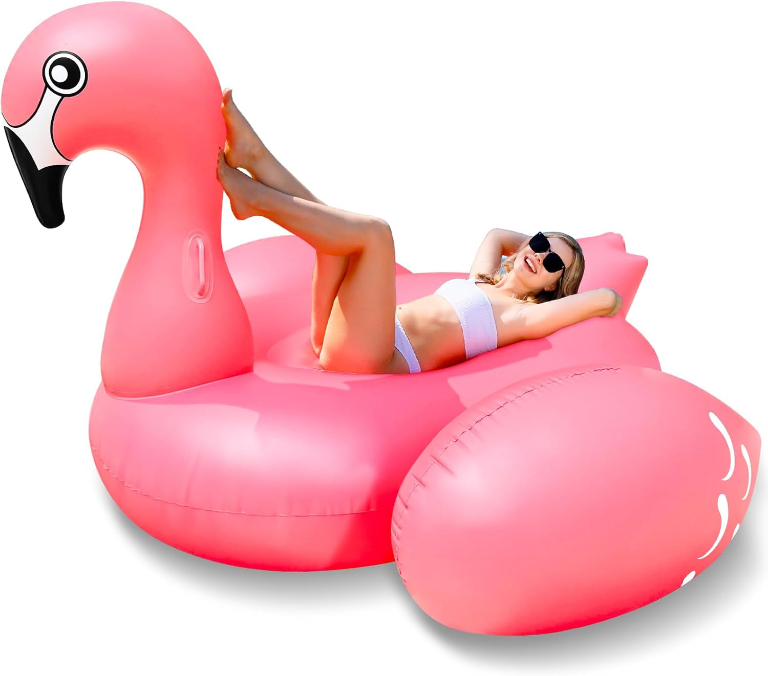 102" Giant Flamingo Pool Float Inflatable Summer Beach Float Swimming Pool Party Toys Ride-On Lounge Raft Water Pool Floatie for 2-4 Multi Players Adults Lake Floats, Flamingo