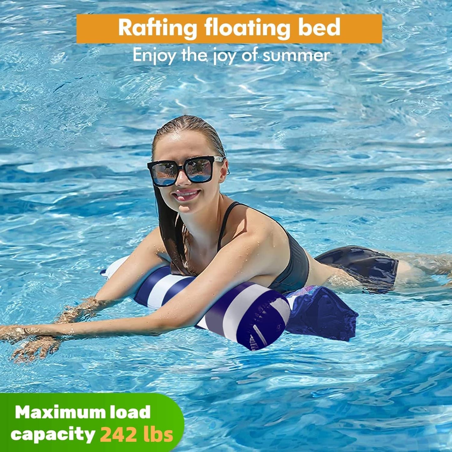 4 Pack Upgrated XL Water Pool Floats, 4-In-1 (Hammock, Saddle, Lounge Chair, Drifter) Multi-Purpose Water Pool Float, Non-Stick PVC Material.