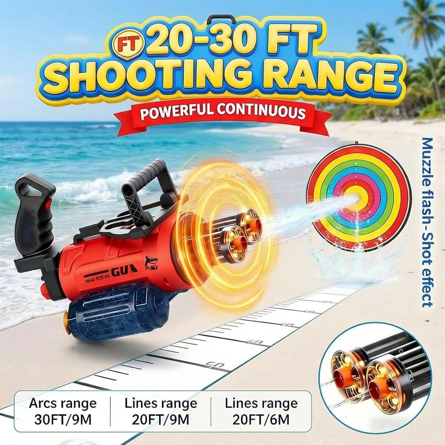 Electric Water Gun for Adults &Kids with AI Voice Control,Backpack Automatic Waterguns with Rotating Dual Nozzles & Led,60Mins Continuous Shooting,30Ft Range,Summer Outdoor Pool Beach Toy for Backyard