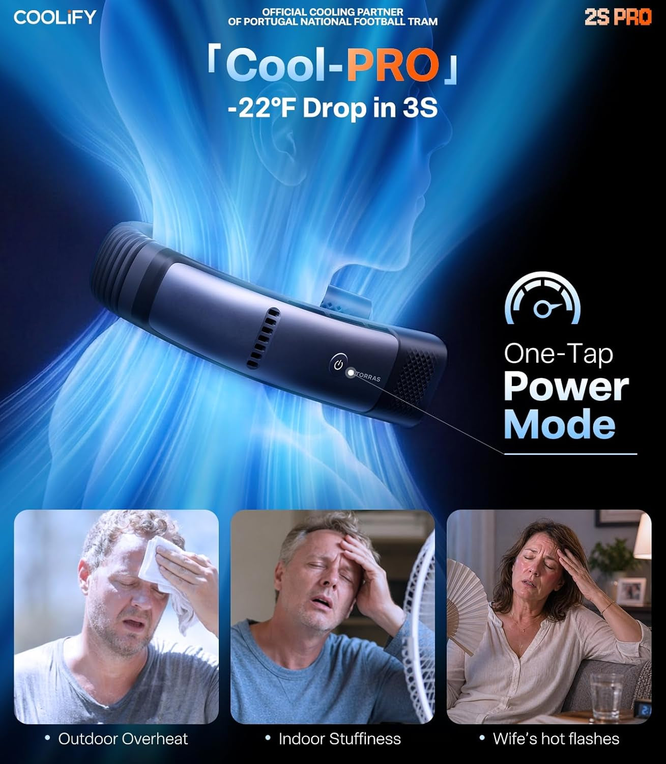 Neck Air Conditioner 2S PRO, Ice-Feel Semiconductor Cooling Neck Cooler & Personal Air Conditioner for Golf, Travel & Music Festival, Premium Gift for Father Husband Men, Black