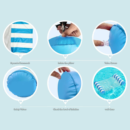 5 Pack Inflatable Pool Floats,  4-In-1 Water Hammock, Pool Floats Adult Size for Swimming Pool Party Summer Lake Water Fun (5 Pack-Multicolor)