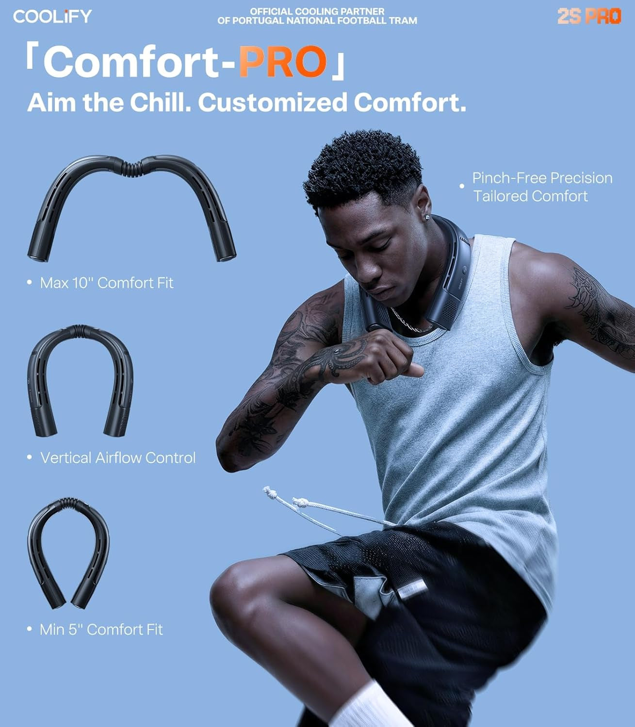 Neck Air Conditioner 2S PRO, Ice-Feel Semiconductor Cooling Neck Cooler & Personal Air Conditioner for Golf, Travel & Music Festival, Premium Gift for Father Husband Men, Black