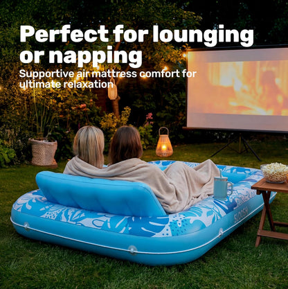 Inflatable Tanning Pool Lounger Float, 85" X 57" Extra Large Pool Floats Adult with Pillow, 4 in 1 Suntan Tub Raft Floatie,Sunbathing Bed Lounge for Water Blow up Ball Pit Party Gifts, Xl-Blue