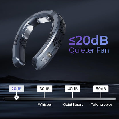 Portable Neck Air Conditioner Fan,Bladeless Fans,Long Endurance Limited Version Portable Neck Fan with LED Rechargeable Personal Neck Fans,3 Latest Cooler Plates,Quiet,Lightweight Neck Fans,Black