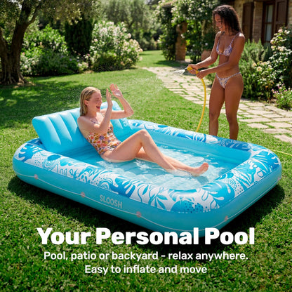 Inflatable Tanning Pool Lounger Float, 85" X 57" Extra Large Pool Floats Adult with Pillow, 4 in 1 Suntan Tub Raft Floatie,Sunbathing Bed Lounge for Water Blow up Ball Pit Party Gifts, Xl-Blue
